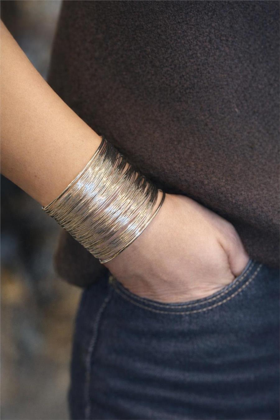 Arya01 Silver Renk Çok Telli Çelik Bileklik