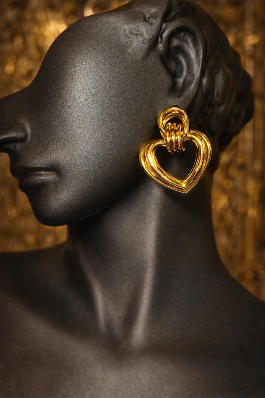 Ivory Gold Rengi Kalp Form Küpe