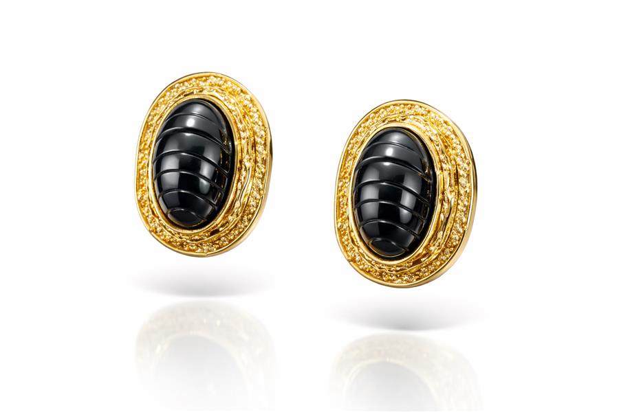 Alice1 Siyah Taşlı Heykelsi Büyük Küpe