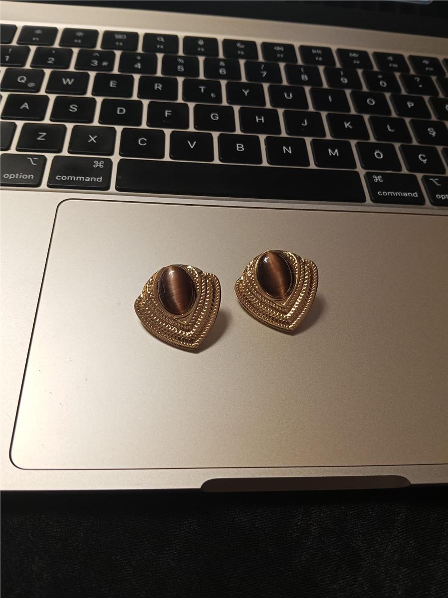 Elara Bordo Taşlı Vintage Küpe