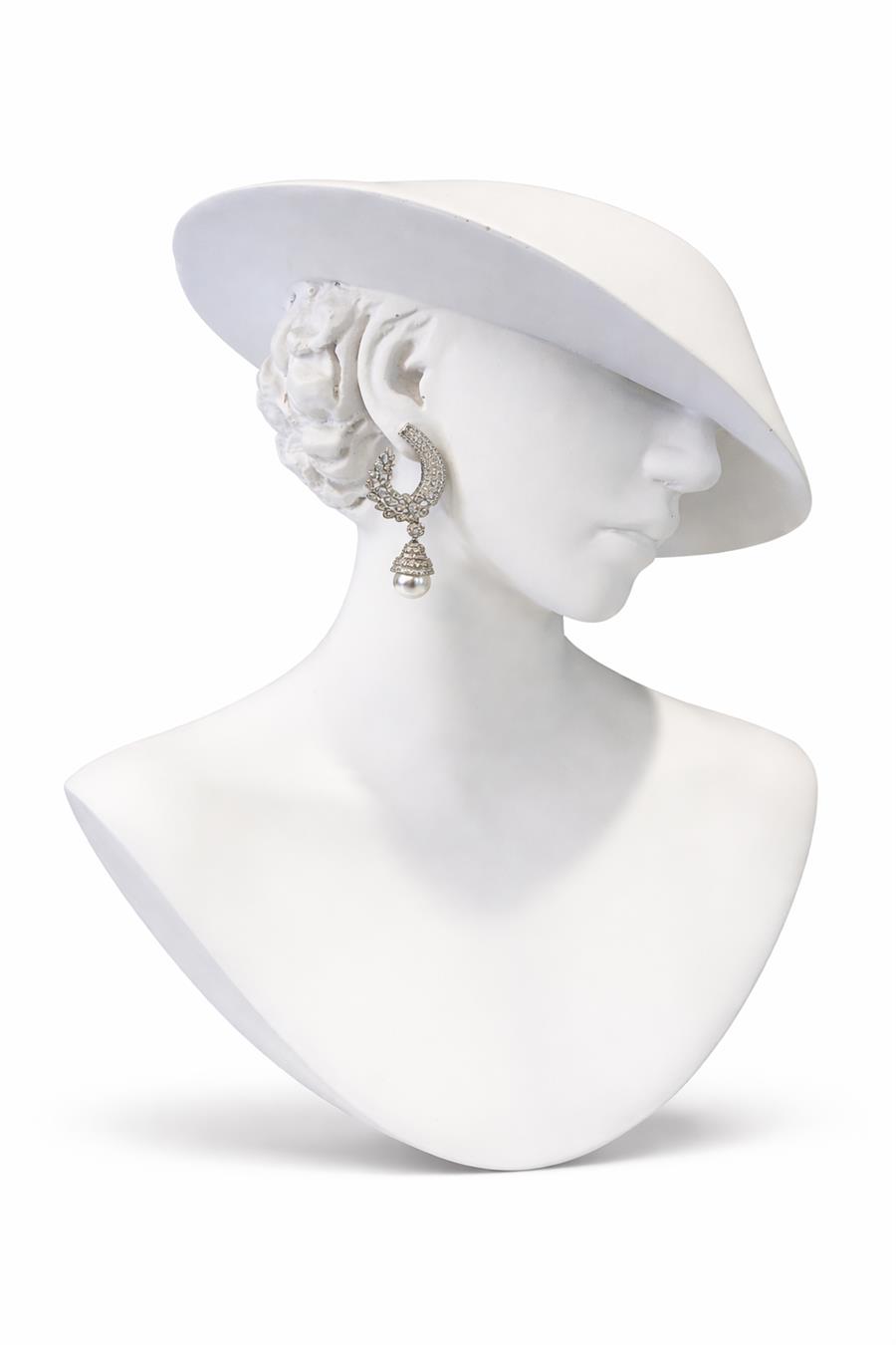 Acacia Parlak Taşlı Yüzey İnci Uçlu Silver Küpe