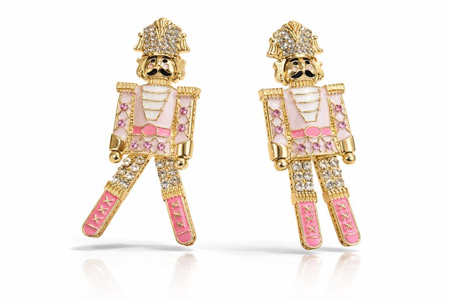 Valery Pembe Kurşun Asker Figürlü Küpe