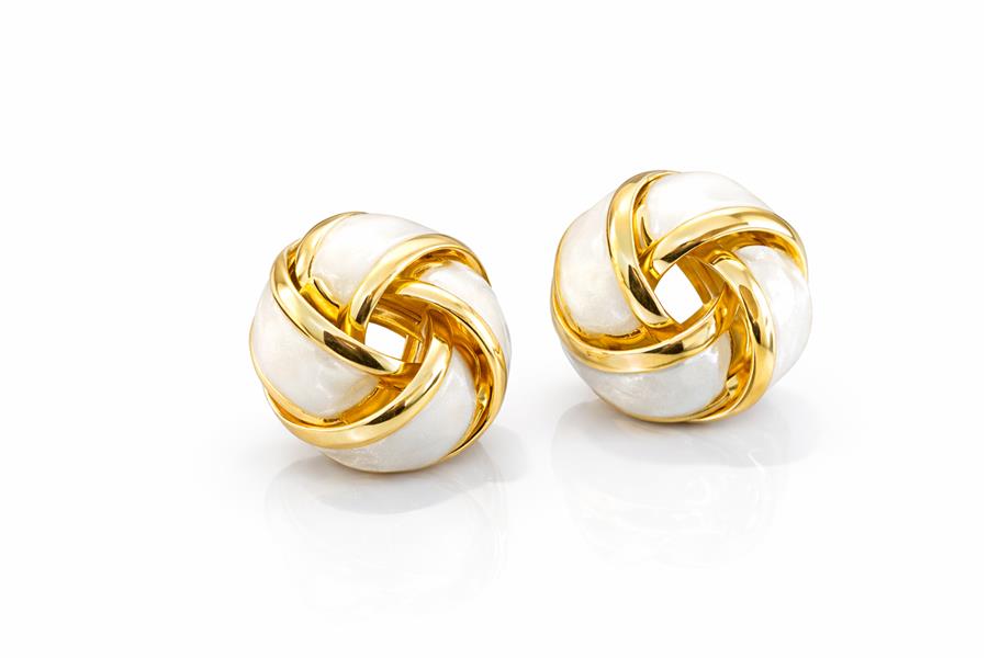 Seamy Beyaz Gold Sedefli Vintage Mini Küpe