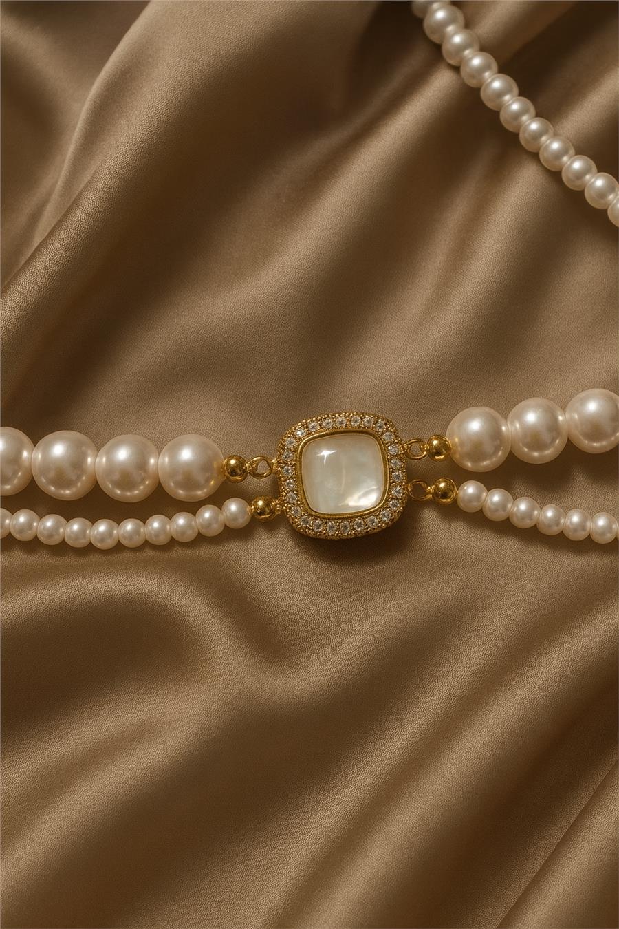 Violet İkili İnci Kolye