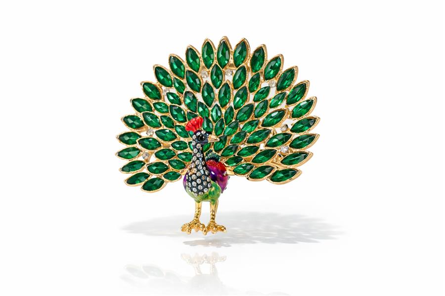 Kylie Full Taş ve Mine Kaplı Premium Tavuzkuşu Broş