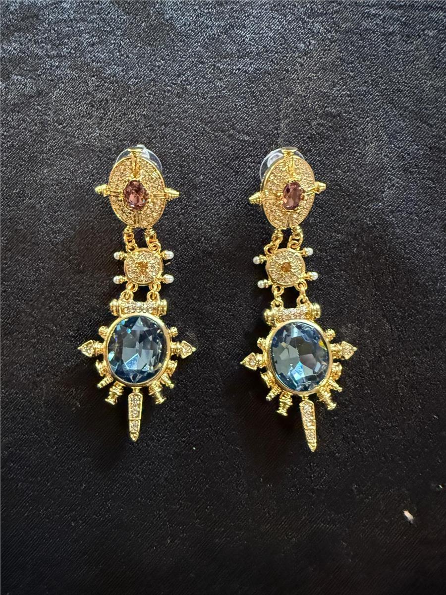 Ines Gold Renkli Taşlı Şık Küpe