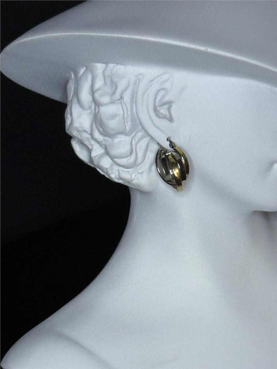 Ann Silver ve Gold Üçlü Halka Küpe