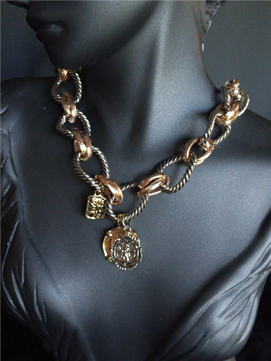 Gemma Silver Eski Gold Detaylı Kolye