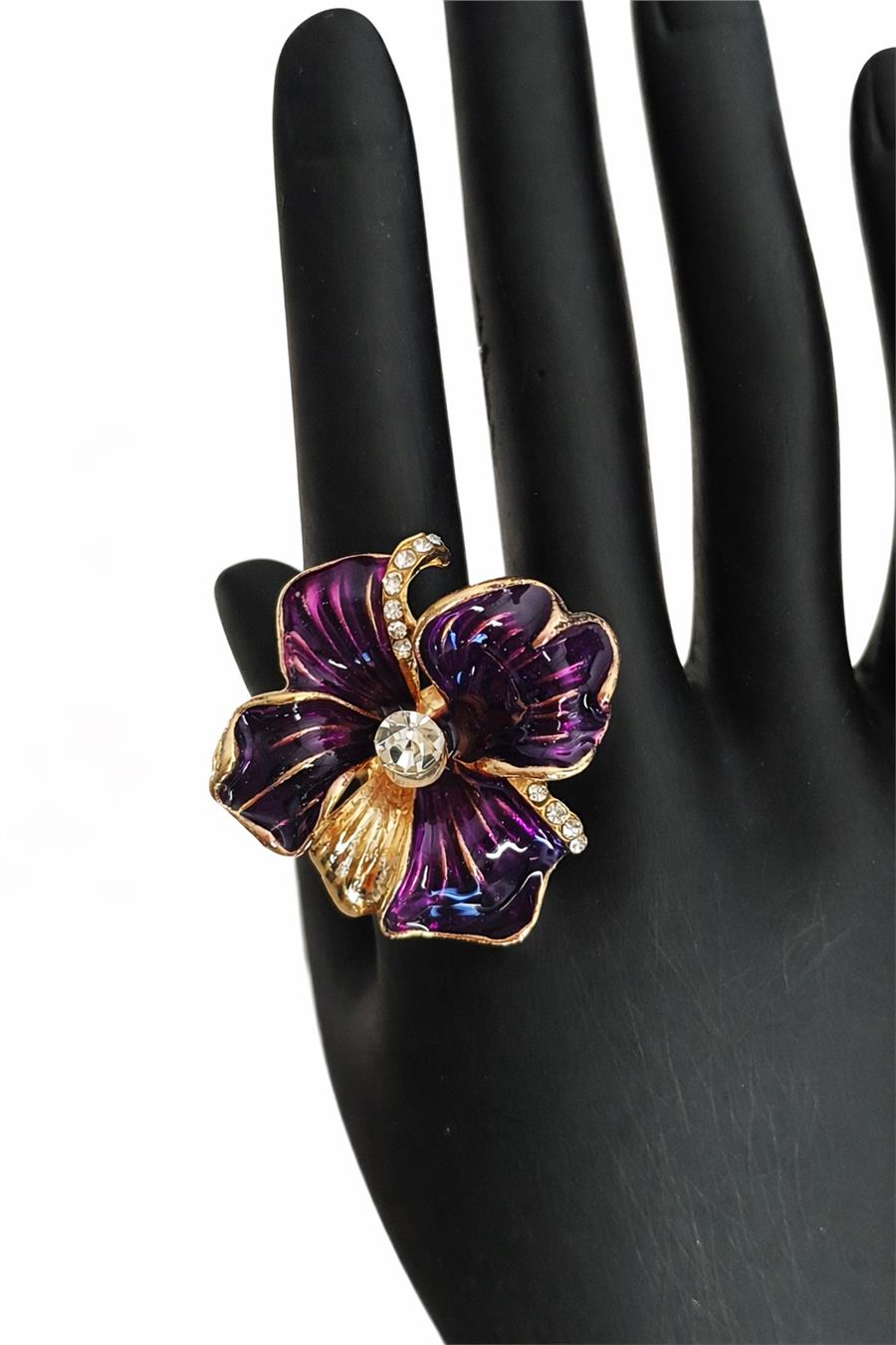 Freya Taş Detaylı Mor Büyük Yüzük Mineli