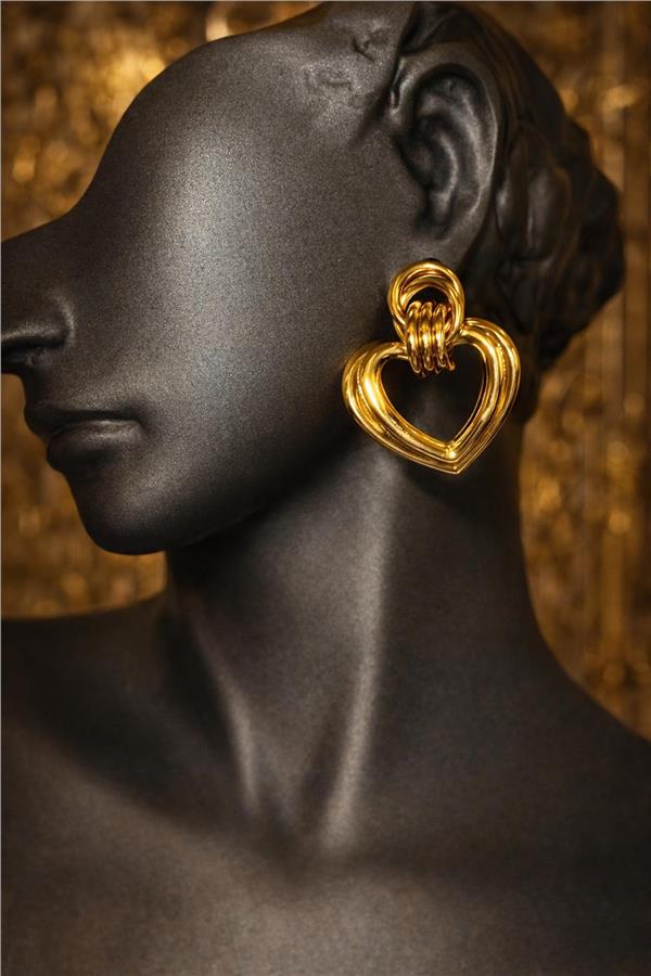 Ivory Gold Rengi Kalp Form Küpe