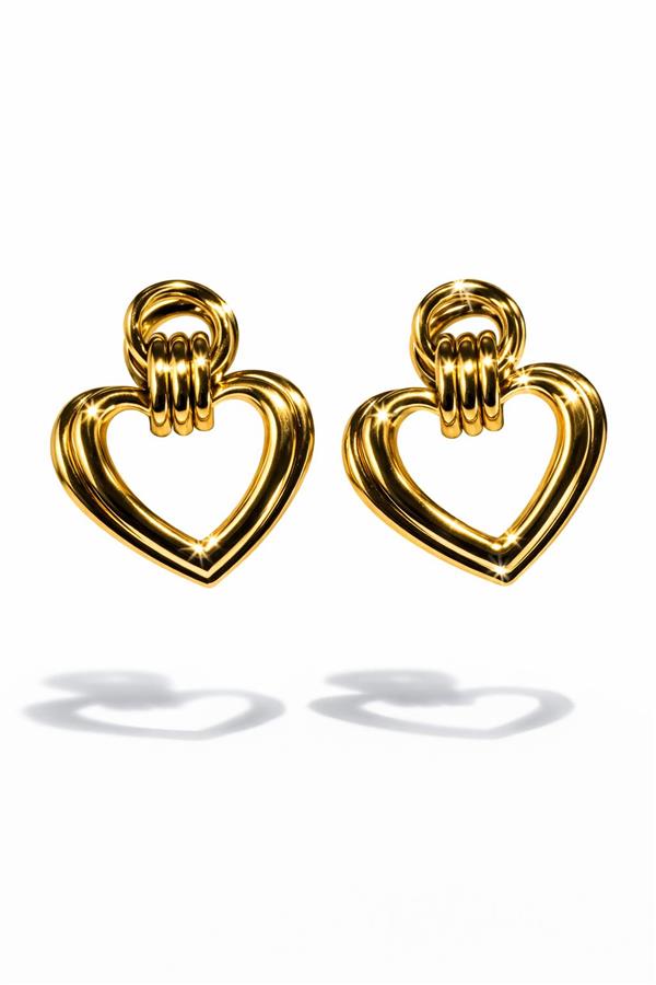 Ivory Gold Rengi Kalp Form Küpe