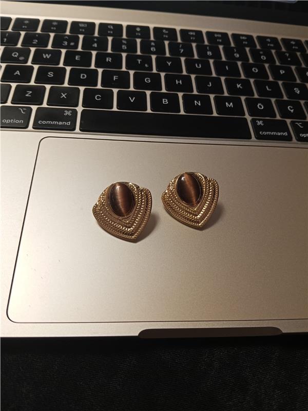 Elara Bordo Taşlı Vintage Küpe