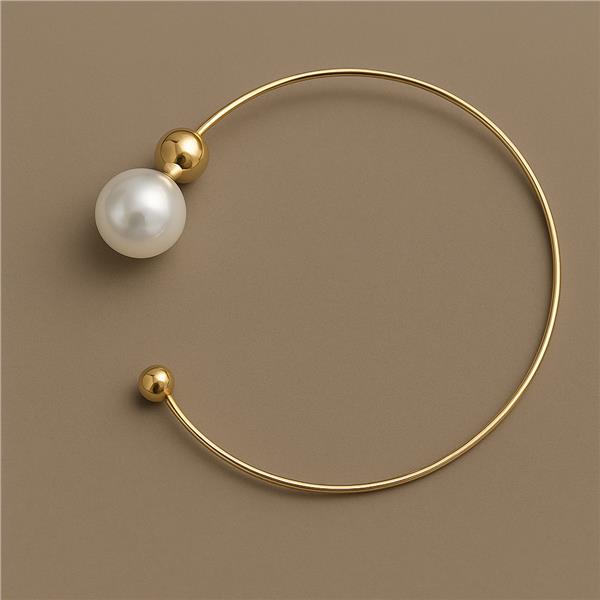 Lole İnci Detaylı Metal Kasnak Kolye