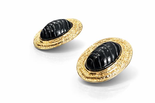 Alice1 Siyah Taşlı Heykelsi Büyük Küpe