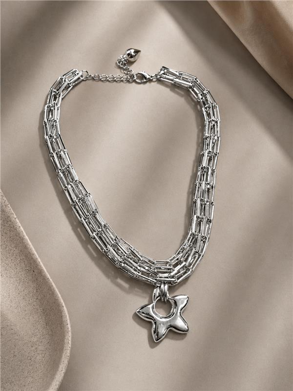 Bloom Yıldız Figürlü Çok Katlı Silver Zincir Kolye