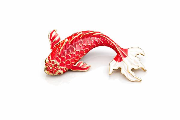 Kylie4 Uğurlu Koi Balığı Sedefli Broş Kırmızı