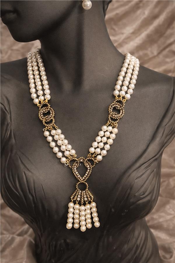 Millie Sıralı İnci Vintage Kolye
