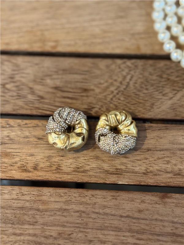 Pamela Gold Taş Detaylı Simit Küpe