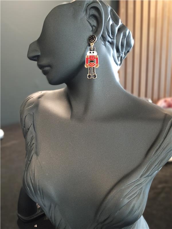 Holly Kırmızı Kurşun Asker Figürlü Küpe