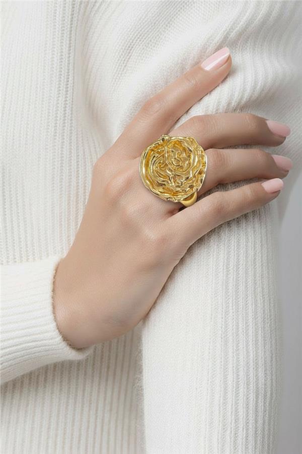 Nell Büyük Çelik ALtın Ayarlanabilir Yüzük