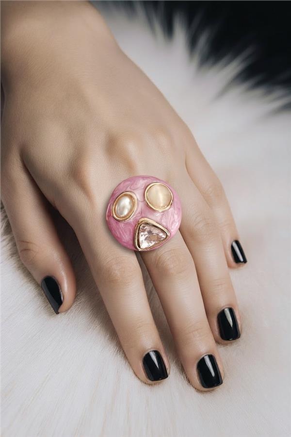 Lilac Renkli Mineli Taşlı Yüzük