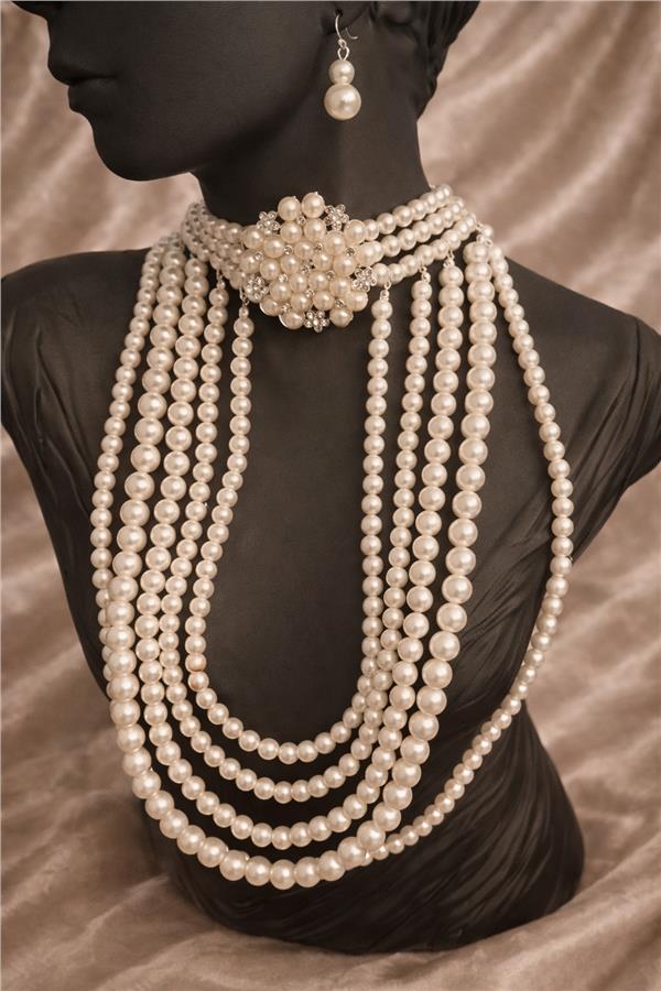 Kaylee Chokerli Çok Katmanlı İncili Kolye