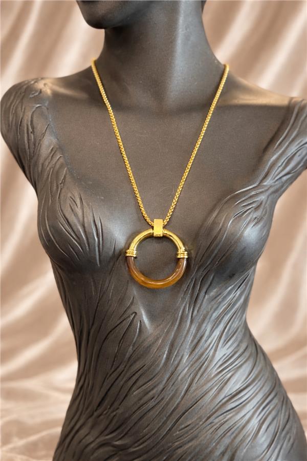 Ida Gold Zincirli Halka Uçlu Uzun Kolye